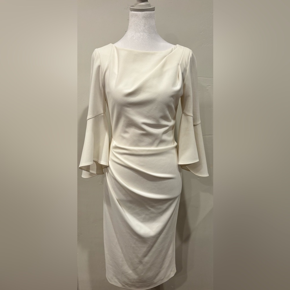 Joseph Ribkoff Ivory Ruched Sheath Dress Women’s Size 4